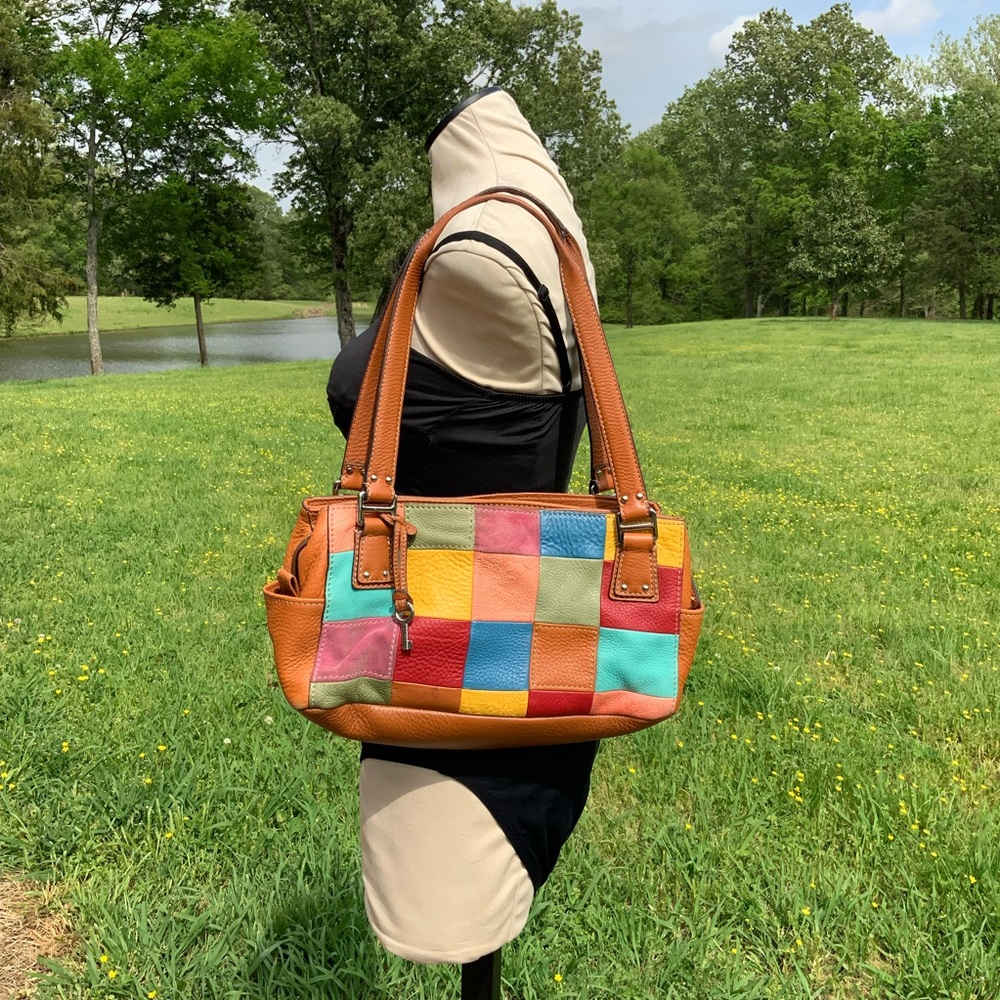 Fossil Multicolor Patchwork Leather Shoulder Bag … - image 2